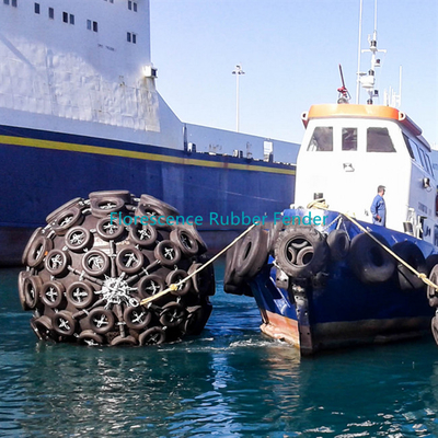 प्रयुक्त टायर और चेन नेट के साथ समुद्री फ्लोटिंग वायवीय रबर फेंडर